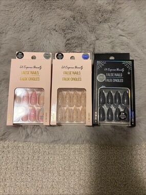 La Femme False Nails Trio - Pink, Nude, Black Glitter